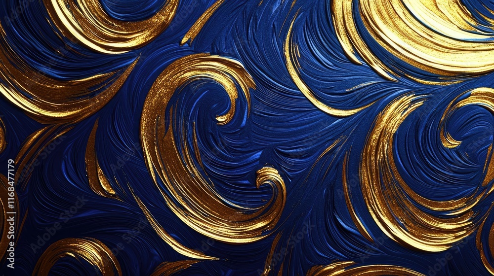 Aufkleber Ink abstract background idea. Elegant gold and navy abstract pattern for luxurious design projects and backgrounds.
