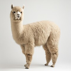 Fototapeta premium White Llama on White Background