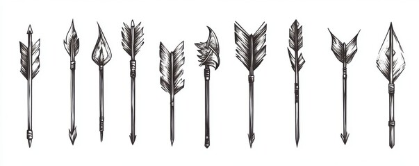 A collection of various arrow designs showcasing different styles and tips.