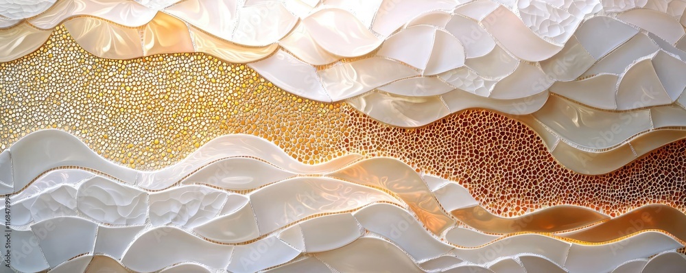Aufkleber Mosaic abstract background concept. A textured abstract background featuring layered waves in soft hues and intricate details.