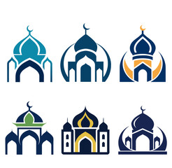 set of Mosque Logo Vector
