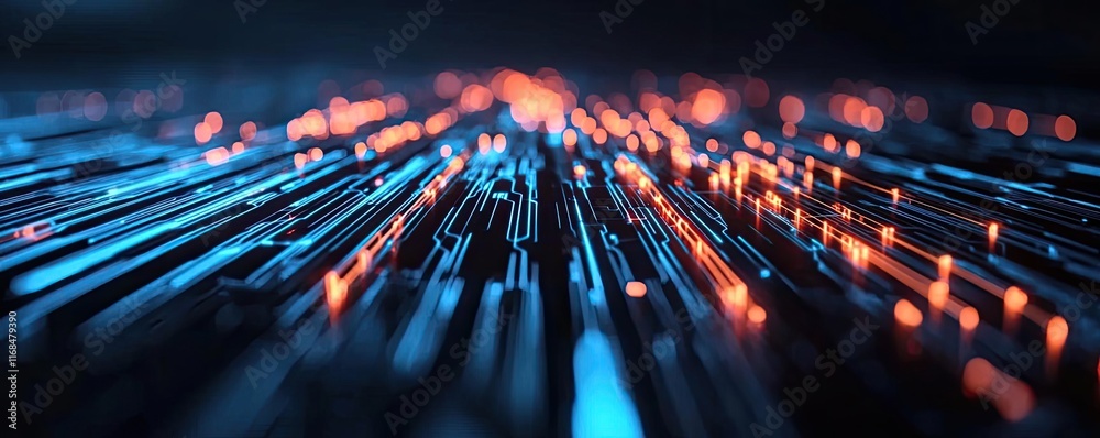 Poster Ink abstract background idea. Futuristic abstract digital background with glowing lines and particles in motion.