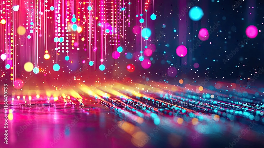 Poster Ink abstract background idea. Vibrant digital abstract lights creating dynamic visuals for technology backgrounds.