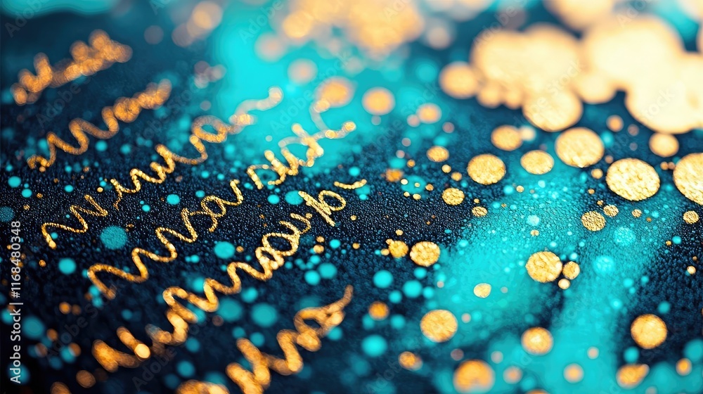 Poster ink abstract background idea. vibrant abstract art with gold accents and mesmerizing patterns in blu