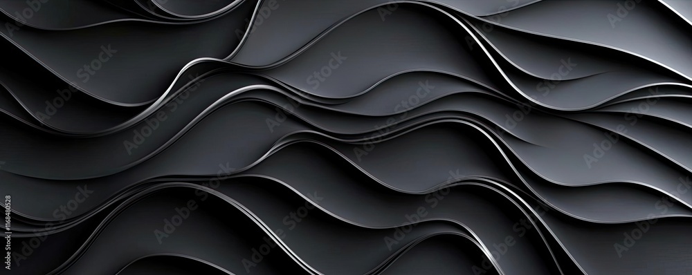 Poster Ink abstract background idea. Abstract waves in black create a dynamic and elegant texture for design projects.