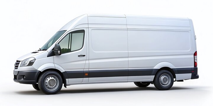 Clean White Delivery Van Isolated on White Background - Perfect for Mockups and Transportation Designs
