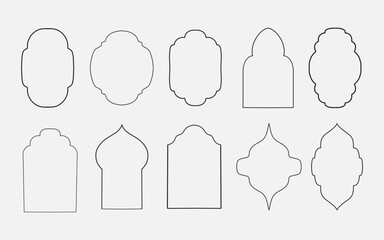 islamic ramadan border frame set line art style