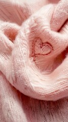 soft pink scarf with heart embroidery cozy design