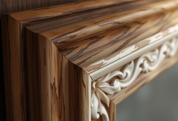 Ornate wooden picture frame corner detail.