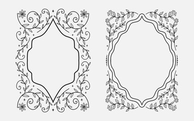 Arch floral border. mughal floral line art and silhouette style. vector illustration for invitation, poster or greeting ramadan kareem