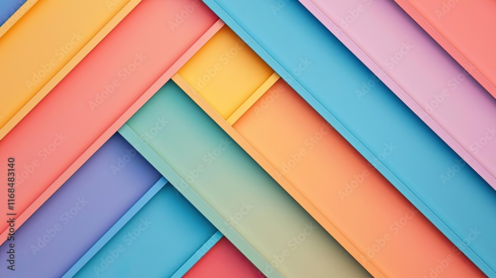 Aufkleber Rainbow abstract background concept. Vibrant geometric patterns in pastel colors create a lively visual effect.