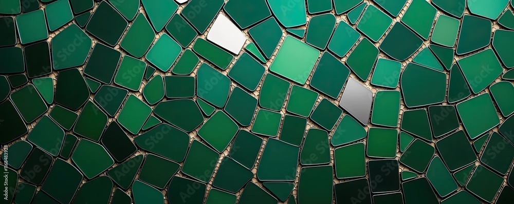 Poster Mosaic abstract background concept. Vibrant green mosaic tiles create a stunning and artistic background texture.
