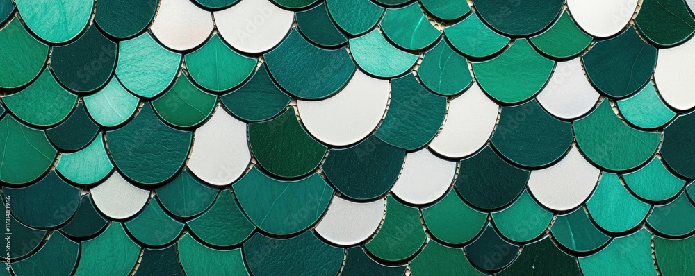 Poster Mosaic abstract background concept. Vibrant green scale pattern featuring varied hues and textures for design projects.