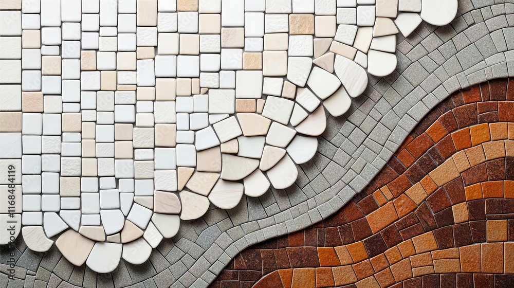 Aufkleber mosaic abstract background concept. a close-up view of a decorative mosaic tile pattern in neutral a