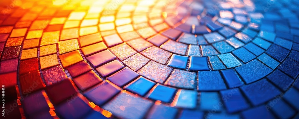 Aufkleber mosaic abstract background concept. colorful mosaic pattern featuring vibrant blue and orange tiles 