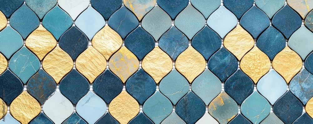 Poster Mosaic abstract background concept. Elegant mosaic tiles in vibrant colors create a stunning visual pattern for decor.