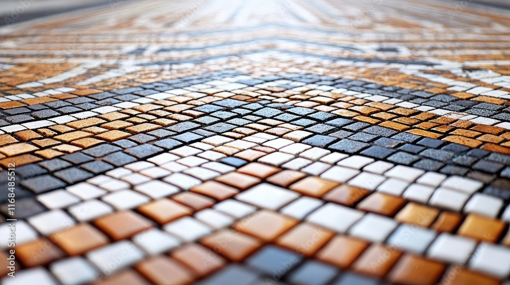Aufkleber Mosaic abstract background concept. Close-up view of intricate mosaic tile patterns in various colors and designs.