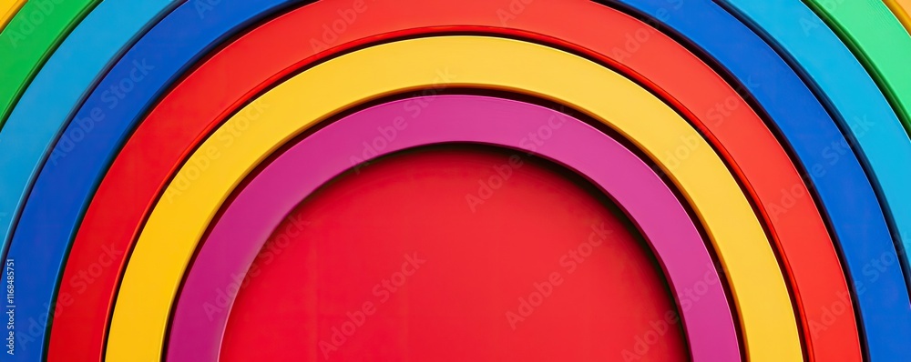 Aufkleber Rainbow abstract background concept. Colorful rainbow design made from layered circular shapes on a vibrant background.