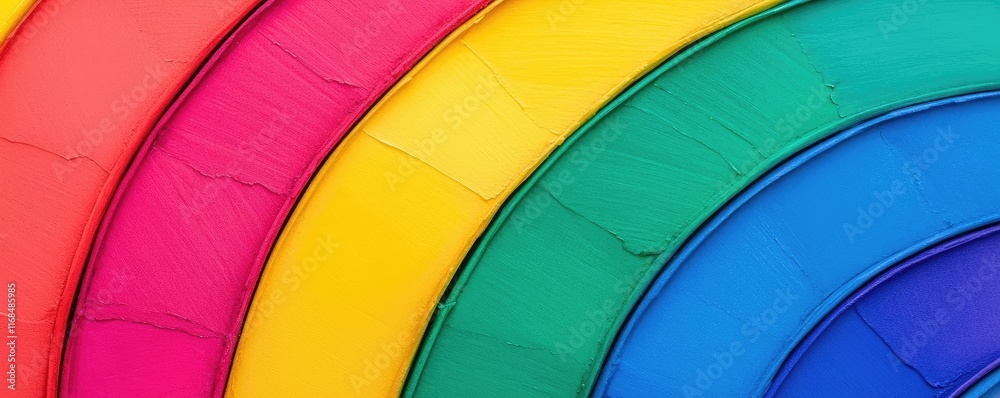 Poster Rainbow abstract background concept. Vibrant colors in a circular pattern showcasing a beautiful spectrum of hues.