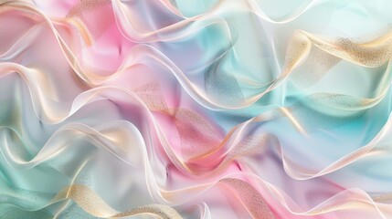 Obraz premium Abstract Pastel Swirls with Shimmering Gold