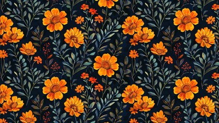 marigold seamless pattern wallpaper