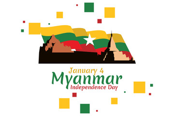 January 4, National Day of Myanmar vector illustration. Suitable for greeting card, poster and banner.
