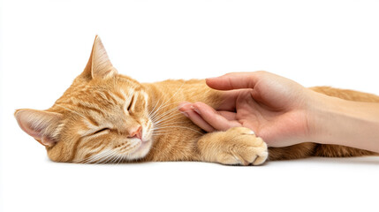 Fototapeta premium person petting cat