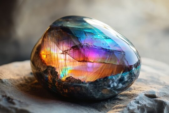 Polished Labradorite Gemstone Shows Iridescent Colors