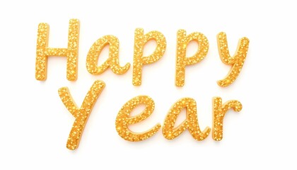 Happy New Year Text, Golden and Glittering, 