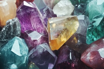 Colorful Gemstones Clustered Together In A Pile