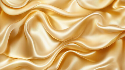 Obraz premium Luxurious golden silk fabric with smooth, flowing texture and shine