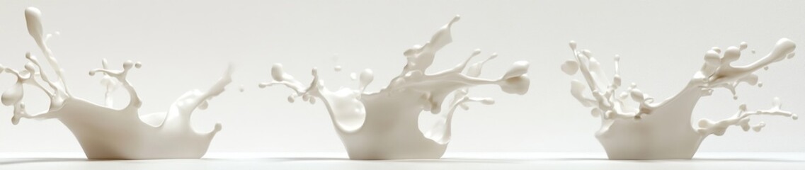 Three cream splashes isolated on white background.