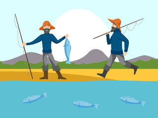 Fisherman Concept Illustration Stylish and Beautiful