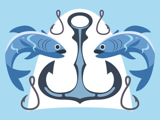 Hooked Fish Concept Illustration Stylish and Beautiful