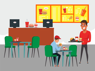 Burger Bar Concept Illustration Stylish and Beautiful