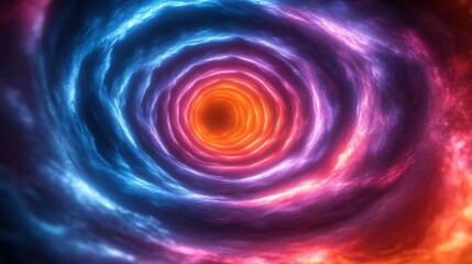 Glowing swirling nebula tunnel.