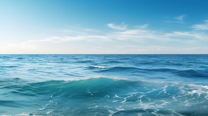 Ocean Waves Crashing Under a Blue Sky