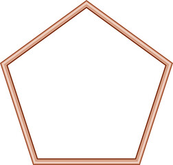 Pentagon pink gold frame. Isolated luxury pentagon rosegold border. Copper pentagon frame mockup design element. Vector illustration.