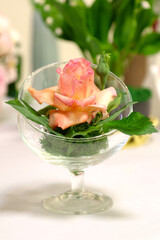 Original flowers made of polymer clay. The most realistic display. Soft focus. Close-up.
