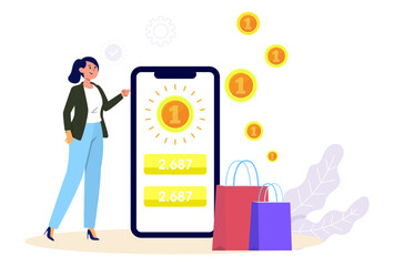 Earn Reward Points Concept Illustration Stylish and Beautiful