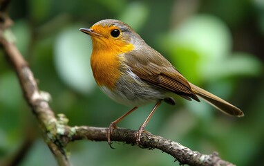 European robin perched on a branch. (1)