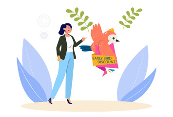 Early Bird Prices Concept Illustration Stylish and Beautiful