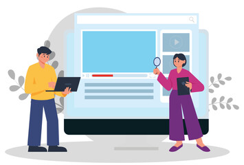 Online Courses Concept Illustration Stylish and Beautiful