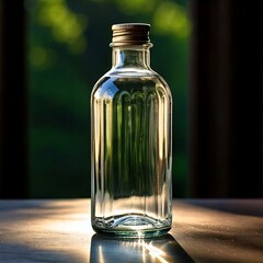 A completely transparent and simple glass bottle 