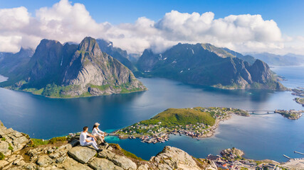 Naklejka premium A Breathtaking View From The Top of Norway, Reinebringen, Lofoten, Norway