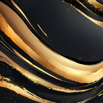 A stunning background with a luxurious black base tone, adorned with intricate golden patterns and ornate details, evoking a sense of opulence and sophistication, with the golden hues shimmering in a 
