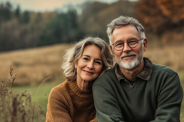 Fototapeta premium Graceful and sophisticated middle-aged couple posing together in a moment of joy