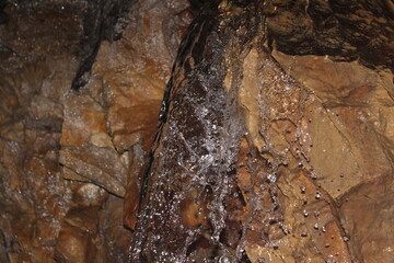Tranquil nature scene with a sparkling river flowing through a lush forest, mountains in the background, and the sun casting golden light on the sandy beach, blending the beauty of earth, water, sun