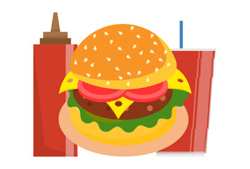 Burger Concept Illustration Stylish and Beautiful