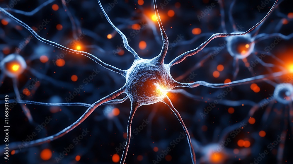 Poster active nerve cells firing signals.